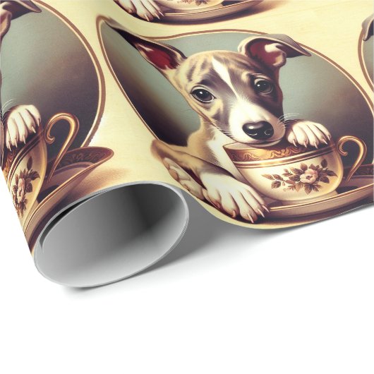Niedlich Whippet Puppy Geschenkpapier (Rolleneckpunkt)