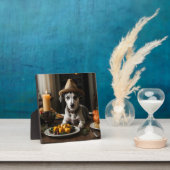 Niedlich Whippet Puppy Pilgrim Hat Erntedank Dinne Fotoplatte (InSitu)