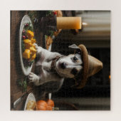 Niedlich Whippet Puppy Pilgrim Hat Erntedank Dinne Puzzle (Horizontal)