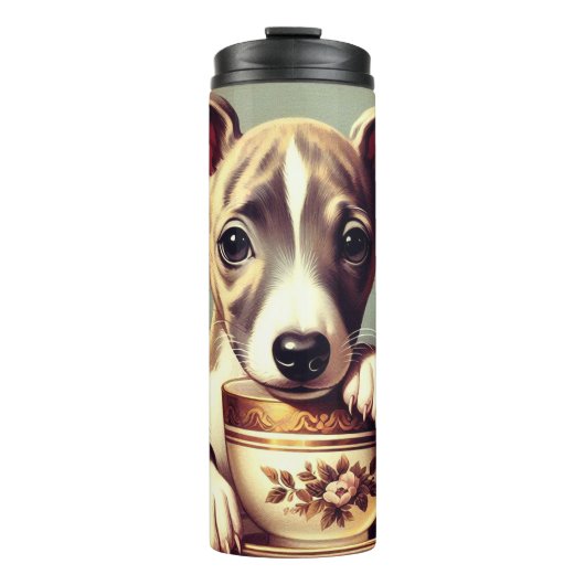 Niedlich Whippet Puppy Thermosbecher (Vorderseite)