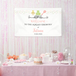 Niedlich White Aqiqah Aqeeqah Begrüßungszeichen Banner