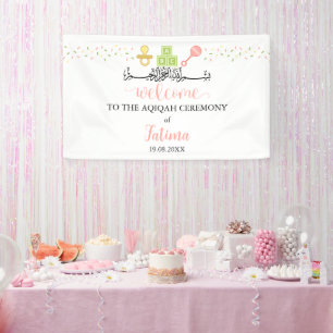 Niedlich White Aqiqah Aqeeqah Begrüßungszeichen Banner