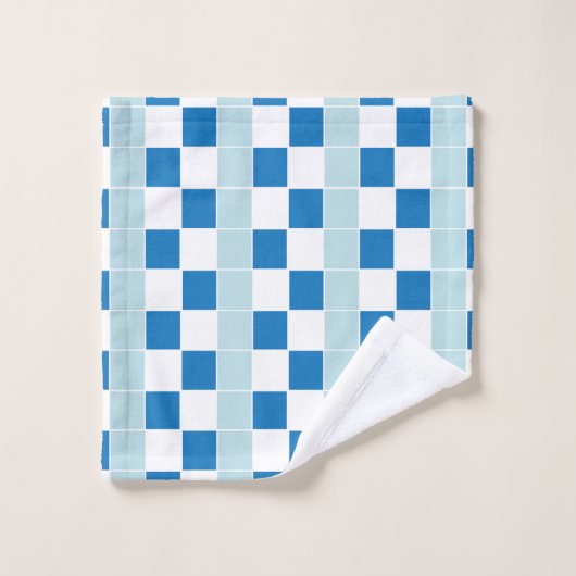 Niedlich White Blue Checkerboard Badhandtuch Set (Waschlappen)
