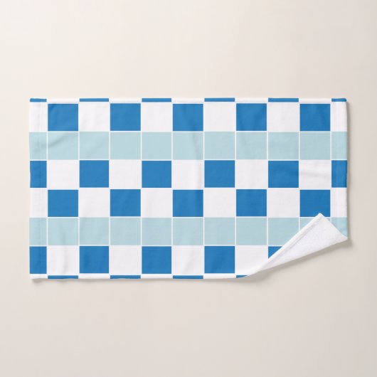 Niedlich White Blue Checkerboard Badhandtuch Set (Handtuch)