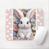Niedlich White Bunny Pastel Daisy Blume Mousepad (Mit Mouse)