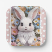 Niedlich White Bunny Pastel Daisy Blume Pappteller (Vorderseite)