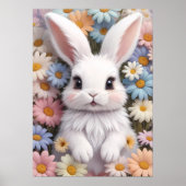 Niedlich White Bunny Pastel Daisy Blume Poster (Vorne)