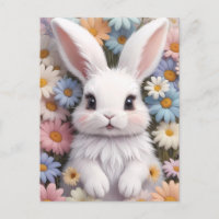 Niedlich White Bunny Pastel Daisy Blume