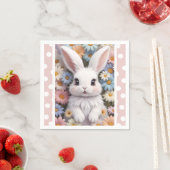 Niedlich White Bunny Pastel Daisy Blume Serviette (Beispiel)