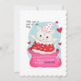 Niedlich White Cat Vintag Valentine Feiertagskarte