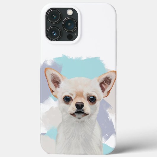 Niedlich White Chihuahua Abstrakt Blue Case-Mate iPhone Hülle (Rückseite)