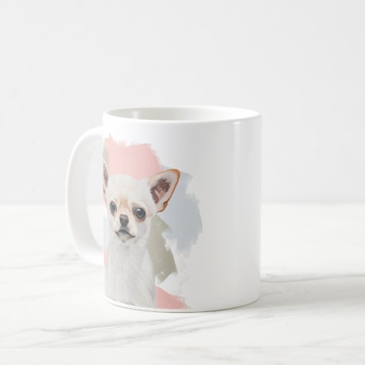Niedlich White Chihuahua Dog Kaffeetasse (Vorderseite Links)