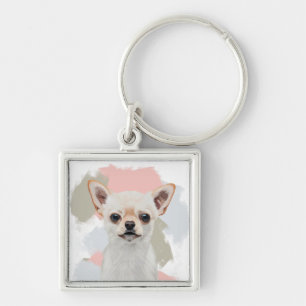 Niedlich White Chihuahua Dog Schlüsselanhänger
