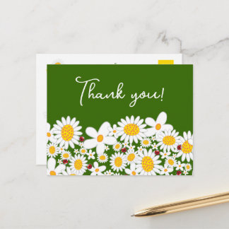Niedlich White Daisies & Ladybugs Whimsical Vielen Postkarte