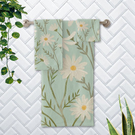 Niedlich White Daisy Blume Floral Pastel Badhandtuch Set