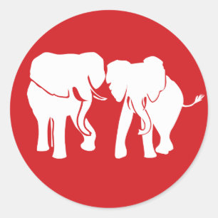 Niedlich White Elephant Couple wählen Sie Hintergr Runder Aufkleber