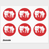 Niedlich White Elephant Couple wählen Sie Hintergr Runder Aufkleber (Blatt)