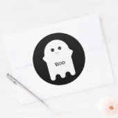 Niedlich White Ghost Cartoon Boo Runder Aufkleber (Umschlag)