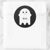 Niedlich White Ghost Cartoon Boo Runder Aufkleber (Tasche)
