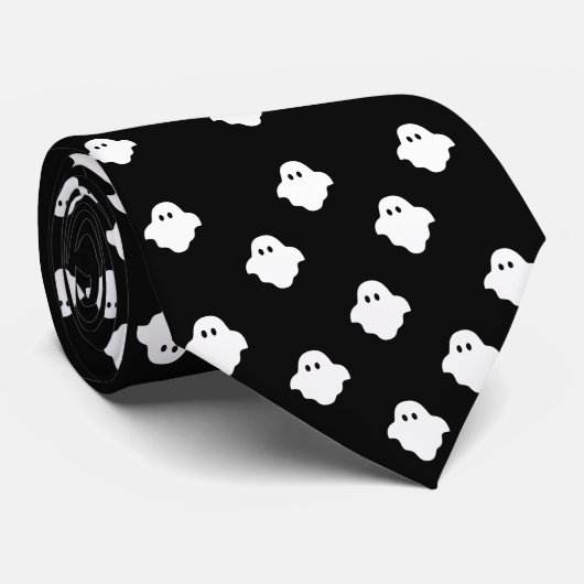Niedlich White Ghost Neck Tie Krawatte (Gerollt)