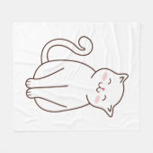 Niedlich White Kawaii Lächelnde Katze Fleecedecke (Vorderseite (Horizontal))