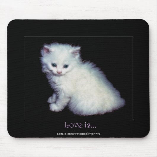 Niedlich White Kitten Art Mousepad (Vorne)