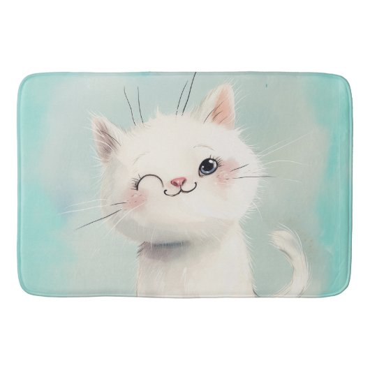 Niedlich White Kitten Badematte (Vorderseite)