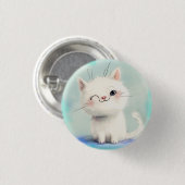 Niedlich White Kitten Button (Vorne & Hinten)
