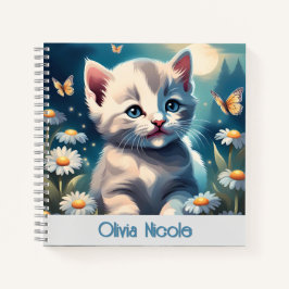 Niedlich White Kitten Cat Spiral Notebook Notizblock