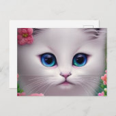 Niedlich White Kitten Chibi Postkarte (Vorne/Hinten)