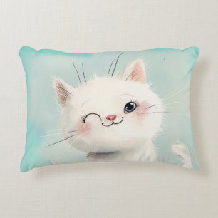 Niedlich White Kitten Dekokissen