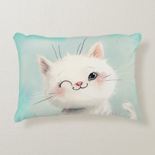 Niedlich White Kitten Dekokissen (Vorderseite)