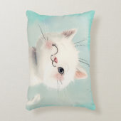 Niedlich White Kitten Dekokissen (Vorderseite(Vertikal))