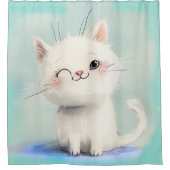 Niedlich White Kitten Duschvorhang (Vorderseite)