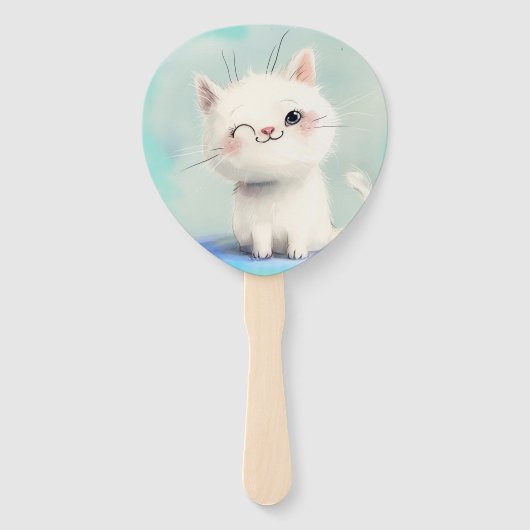 Niedlich White Kitten Fächer (Vorderseite)