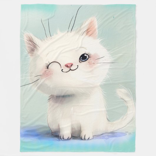 Niedlich White Kitten Fleecedecke (Vorderseite)