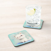 Niedlich White Kitten Getränkeuntersetzer (Rechte Seite)