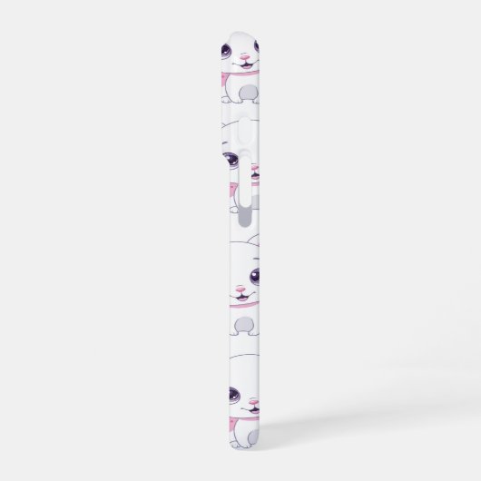 Niedlich White Kitten Illustration iPhone Hülle (Linke Seite)