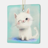 Niedlich White Kitten Keramikornament (Links)