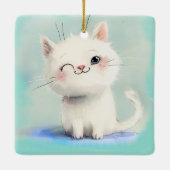 Niedlich White Kitten Keramikornament (Rückseite)