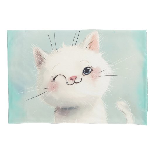 Niedlich White Kitten Kissenbezug (Vorderseite)