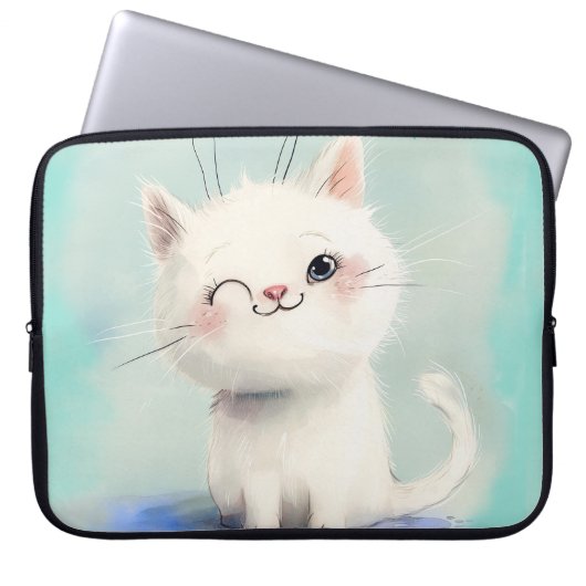 Niedlich White Kitten Laptopschutzhülle (Vorderseite)