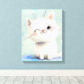 Niedlich White Kitten Leinwanddruck (Insitu (Holzboden))