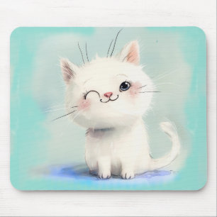 Niedlich White Kitten Mousepad