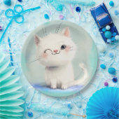 Niedlich White Kitten Pappteller (Party)