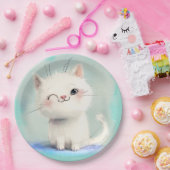 Niedlich White Kitten Pappteller (Party)