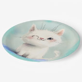 Niedlich White Kitten Pappteller (Schrägansicht)