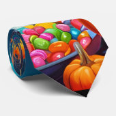 Niedlich White Kitten Pumpkin Candy Halloween Krawatte (Gerollt)