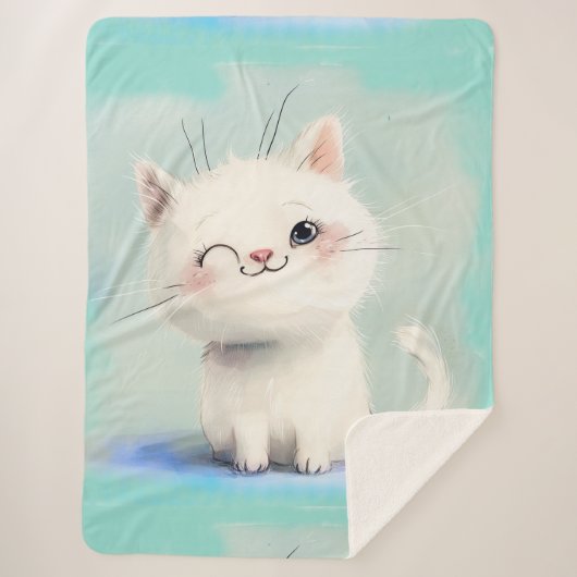 Niedlich White Kitten Sherpadecke (Vorderseite)
