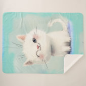 Niedlich White Kitten Sherpadecke (Vorderseite (Horizontal))